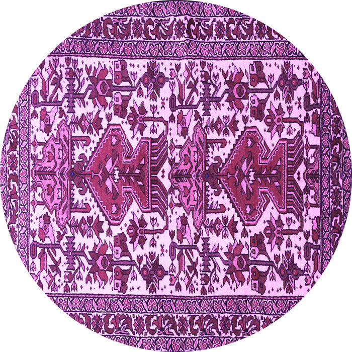 Round Machine Washable Persian Purple Traditional Area Rugs, wshtr1807pur