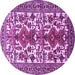 Round Machine Washable Persian Purple Traditional Area Rugs, wshtr1807pur