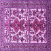 Square Machine Washable Persian Purple Traditional Area Rugs, wshtr1807pur