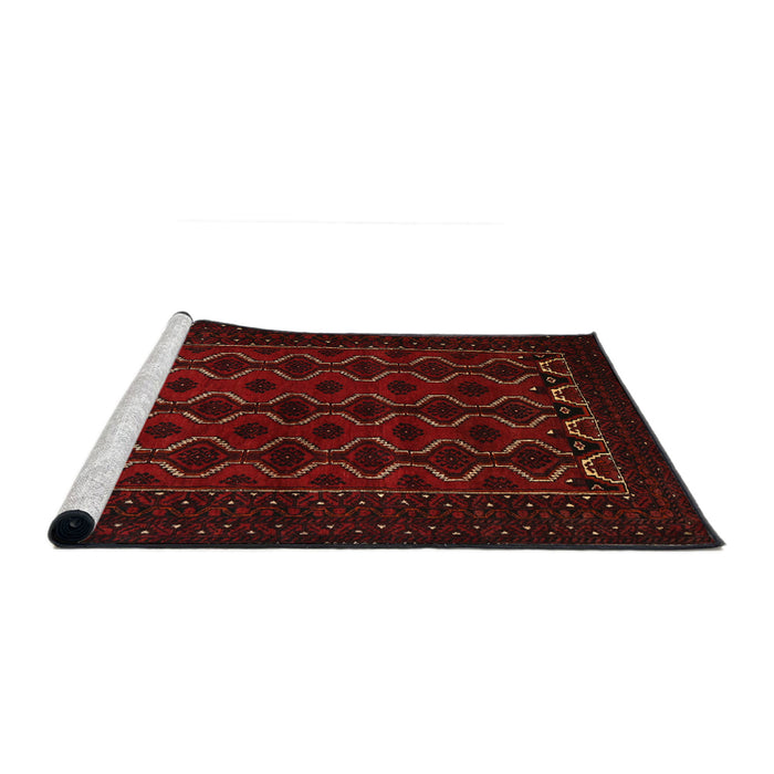 Sideview of Machine Washable Traditional Tomato Red Rug, wshtr1808