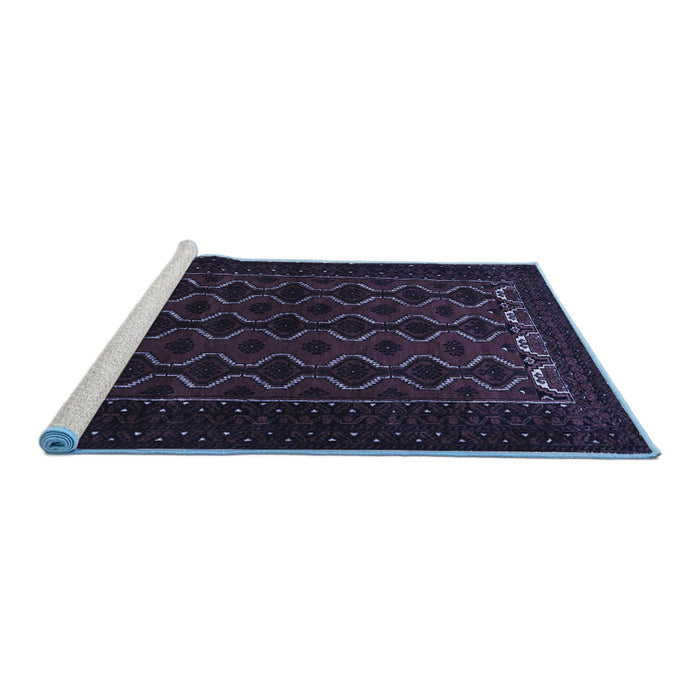 Sideview of Machine Washable Persian Blue Traditional Rug, wshtr1808blu
