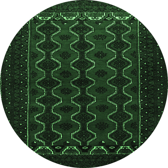 Round Machine Washable Persian Emerald Green Traditional Area Rugs, wshtr1808emgrn
