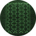 Round Machine Washable Persian Emerald Green Traditional Area Rugs, wshtr1808emgrn