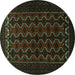 Round Persian Turquoise Traditional Rug, tr1808turq