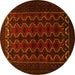 Round Persian Yellow Traditional Rug, tr1808yw