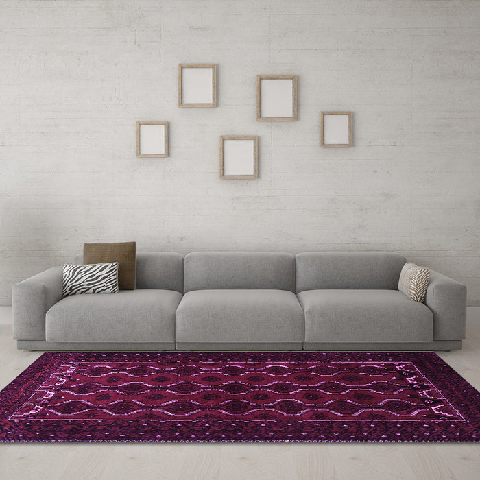 Machine Washable Persian Purple Traditional Area Rugs in a Living Room, wshtr1808pur