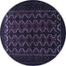 Round Machine Washable Persian Blue Traditional Rug, wshtr1808blu