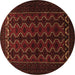 Round Machine Washable Persian Brown Traditional Rug, wshtr1808brn