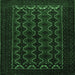 Square Machine Washable Persian Emerald Green Traditional Area Rugs, wshtr1808emgrn