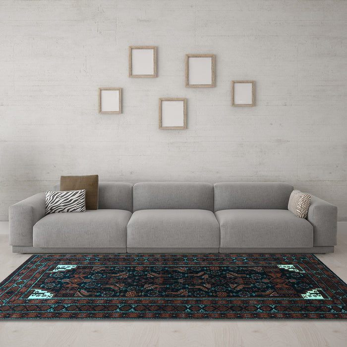 Machine Washable Persian Light Blue Traditional Rug in a Living Room, wshtr1809lblu
