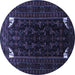 Round Machine Washable Persian Blue Traditional Rug, wshtr1809blu