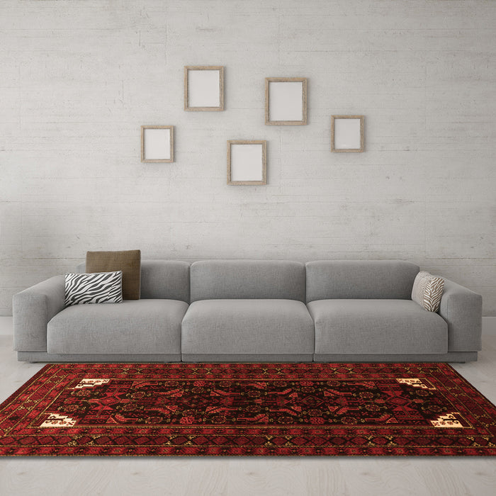 Machine Washable Persian Orange Traditional Area Rugs in a Living Room, wshtr1809org