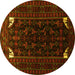 Round Persian Yellow Traditional Rug, tr1809yw