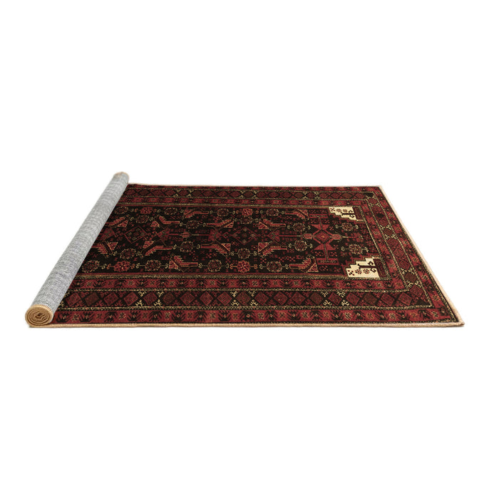 Sideview of Machine Washable Persian Brown Traditional Rug, wshtr1809brn