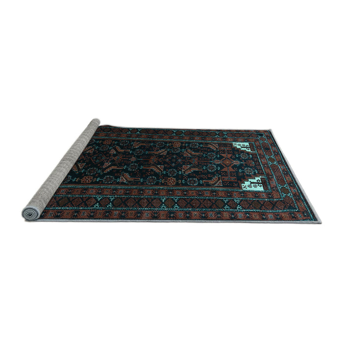Sideview of Machine Washable Persian Light Blue Traditional Rug, wshtr1809lblu