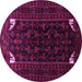 Round Machine Washable Persian Pink Traditional Rug, wshtr1809pnk