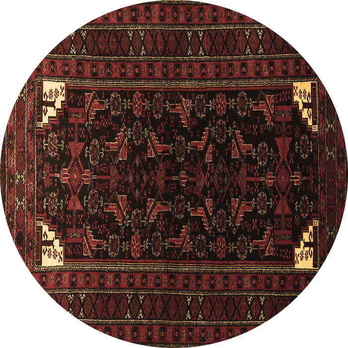 Round Machine Washable Persian Brown Traditional Rug, wshtr1809brn
