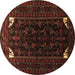 Round Machine Washable Persian Brown Traditional Rug, wshtr1809brn