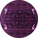 Round Machine Washable Persian Purple Traditional Area Rugs, wshtr1809pur