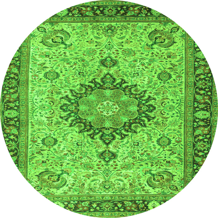 Square Medallion Green Traditional Rug, tr180grn