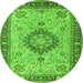 Square Medallion Green Traditional Rug, tr180grn