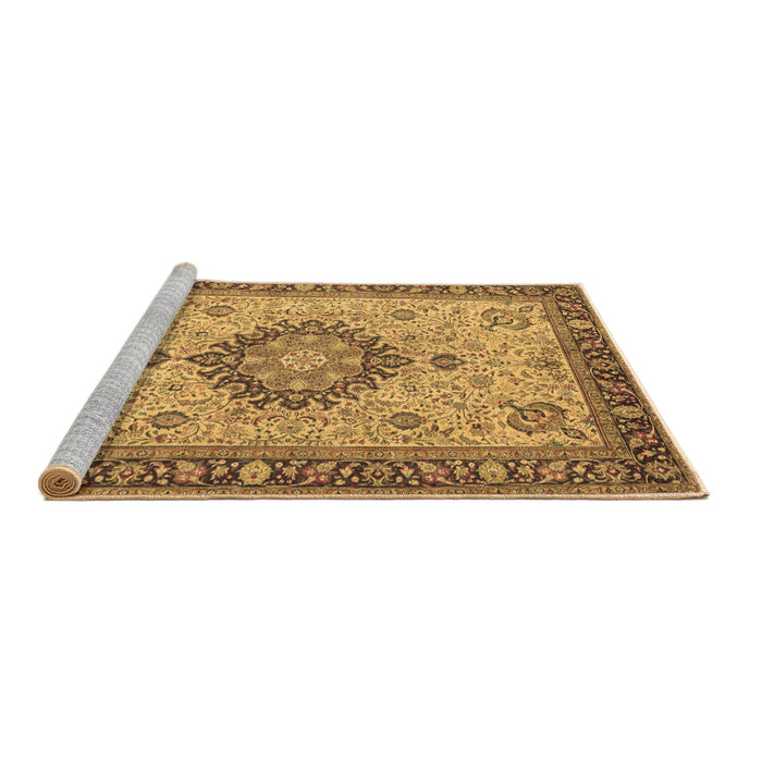Sideview of Machine Washable Medallion Brown Traditional Rug, wshtr180brn