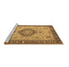 Sideview of Machine Washable Medallion Brown Traditional Rug, wshtr180brn