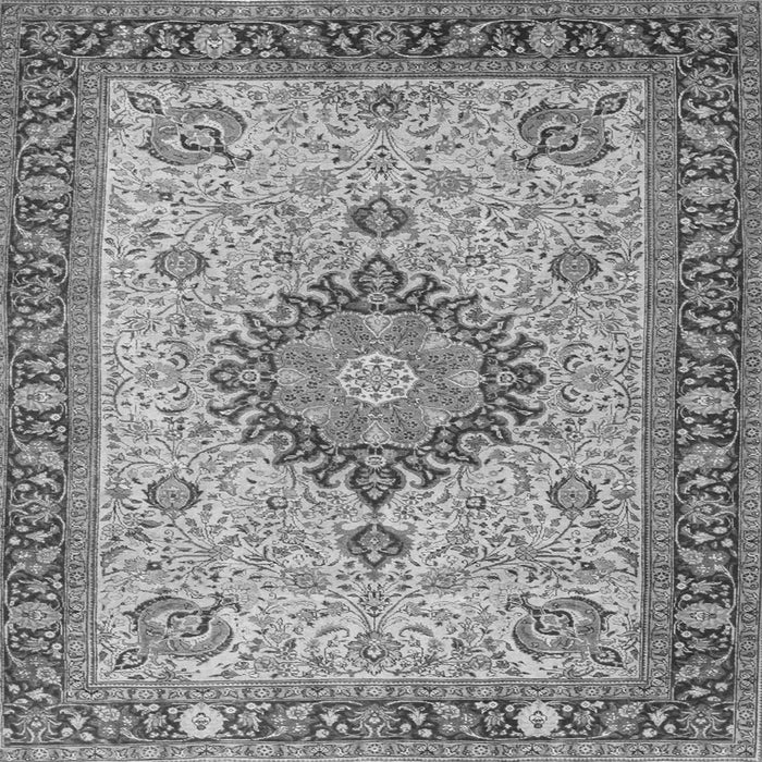 Round Machine Washable Medallion Gray Traditional Rug, wshtr180gry