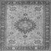 Round Machine Washable Medallion Gray Traditional Rug, wshtr180gry