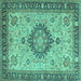 Square Medallion Turquoise Traditional Rug, tr180turq