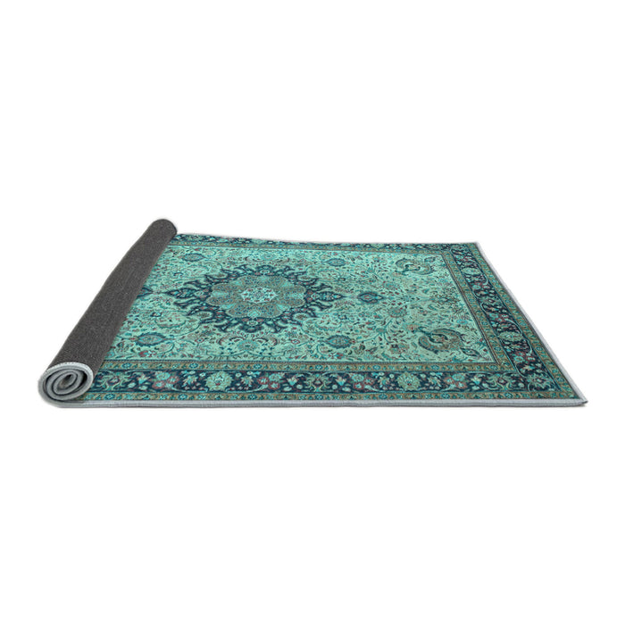 Sideview of Medallion Light Blue Traditional Rug, tr180lblu