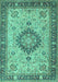 Machine Washable Medallion Turquoise Traditional Area Rugs, wshtr180turq