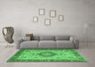 Machine Washable Medallion Emerald Green Traditional Area Rugs in a Living Room,, wshtr180emgrn