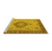 Sideview of Machine Washable Medallion Yellow Traditional Rug, wshtr180yw