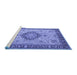 Sideview of Machine Washable Medallion Blue Traditional Rug, wshtr180blu