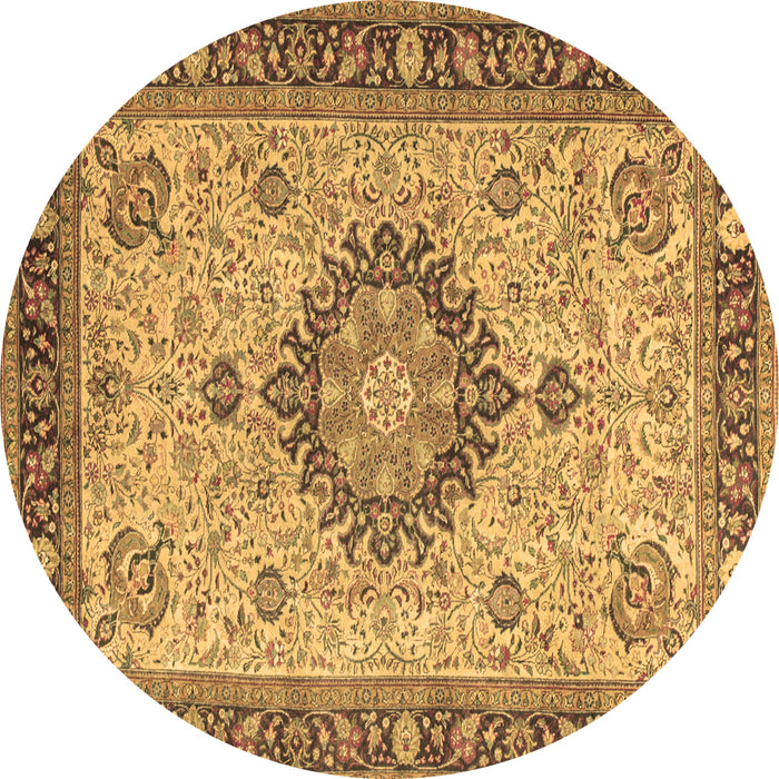 Round Medallion Brown Traditional Rug, tr180brn