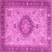 Square Machine Washable Medallion Pink Traditional Rug, wshtr180pnk