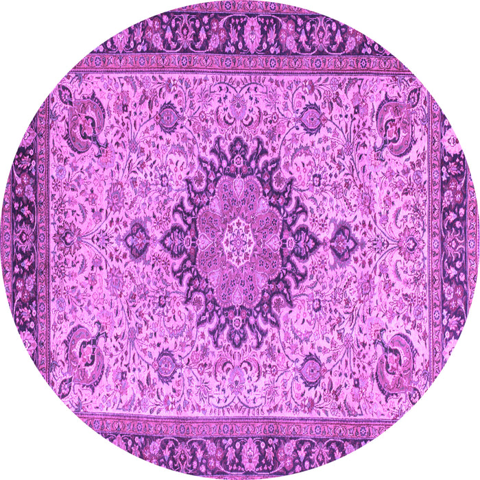 Round Medallion Purple Traditional Rug, tr180pur