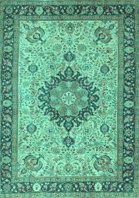 Medallion Turquoise Traditional Rug, tr180turq