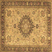 Square Machine Washable Medallion Brown Traditional Rug, wshtr180brn