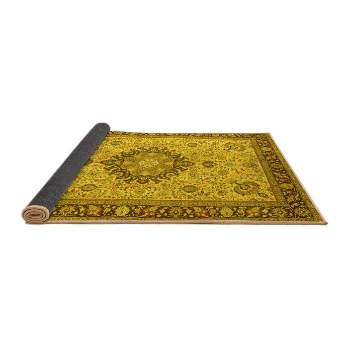 Sideview of Medallion Yellow Traditional Rug, tr180yw