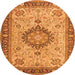 Machine Washable Medallion Orange Traditional Area Rugs, wshtr180org