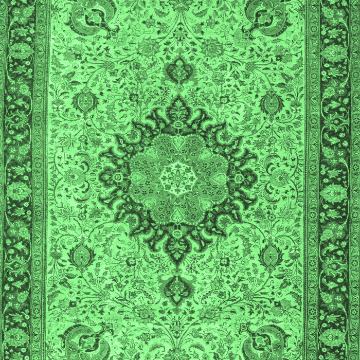 Machine Washable Medallion Emerald Green Traditional Area Rugs, wshtr180emgrn