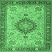 Square Machine Washable Medallion Emerald Green Traditional Area Rugs, wshtr180emgrn