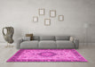 Machine Washable Medallion Pink Traditional Rug in a Living Room, wshtr180pnk