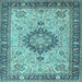 Square Medallion Light Blue Traditional Rug, tr180lblu