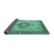 Sideview of Medallion Turquoise Traditional Rug, tr180turq