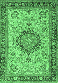 Medallion Emerald Green Traditional Rug, tr180emgrn