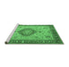 Sideview of Machine Washable Medallion Emerald Green Traditional Area Rugs, wshtr180emgrn