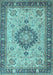 Machine Washable Medallion Light Blue Traditional Rug, wshtr180lblu